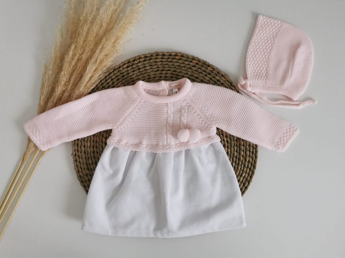 Vestido + Capota Piqué Rosa - Imagen 2