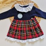 Vestido Combinado Cuadros Marino