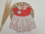 Vestido Combinado Rayado Coral