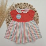 Vestido Combinado Rayado Coral