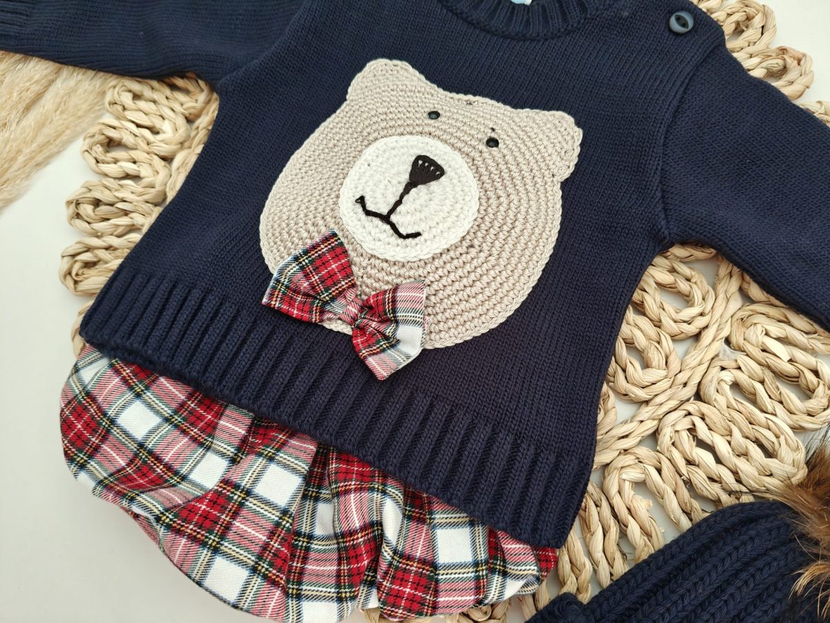 Conjunto Pololo Escocés Osito Crochet - Imagen 2