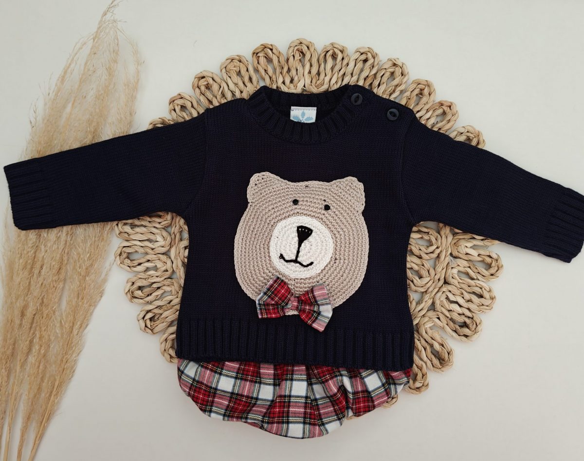 Conjunto Pololo Escocés Osito Crochet - Imagen 1