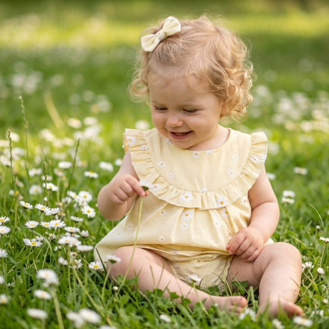 58 Jesusito Bebé Margaritas Vichy - Imagen 1